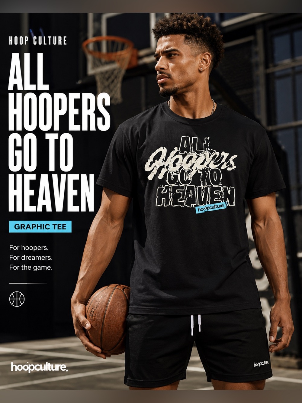 New All Hoopers Go To Heaven Graphic Tee - Black & White